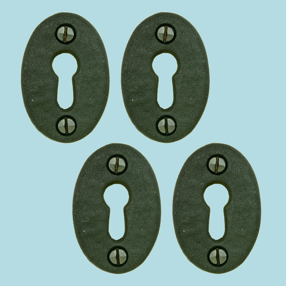 Black Iron Keyhole Cover Escutcheon Replacement 1-3/4" H Pack of 4