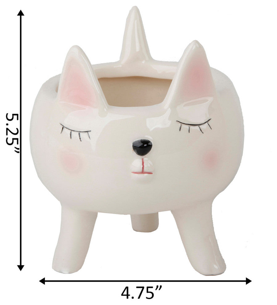 4" Cute Pink Girl Cat Ceramic With Legs