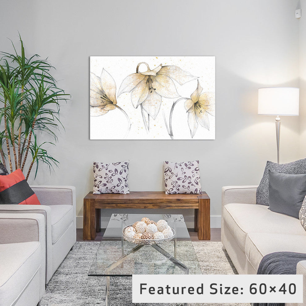 "Gilded Graphite Floral Trio" by Avery Tillmon, 40x26x1.5