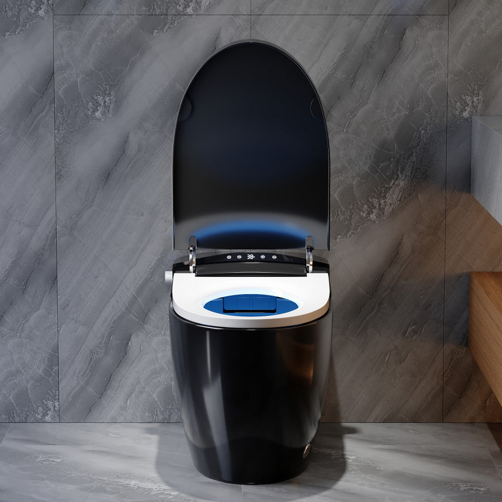 One-Piece Elongated Black Smart Toilet Floor Mounted Automatic Toilet Self-Clean