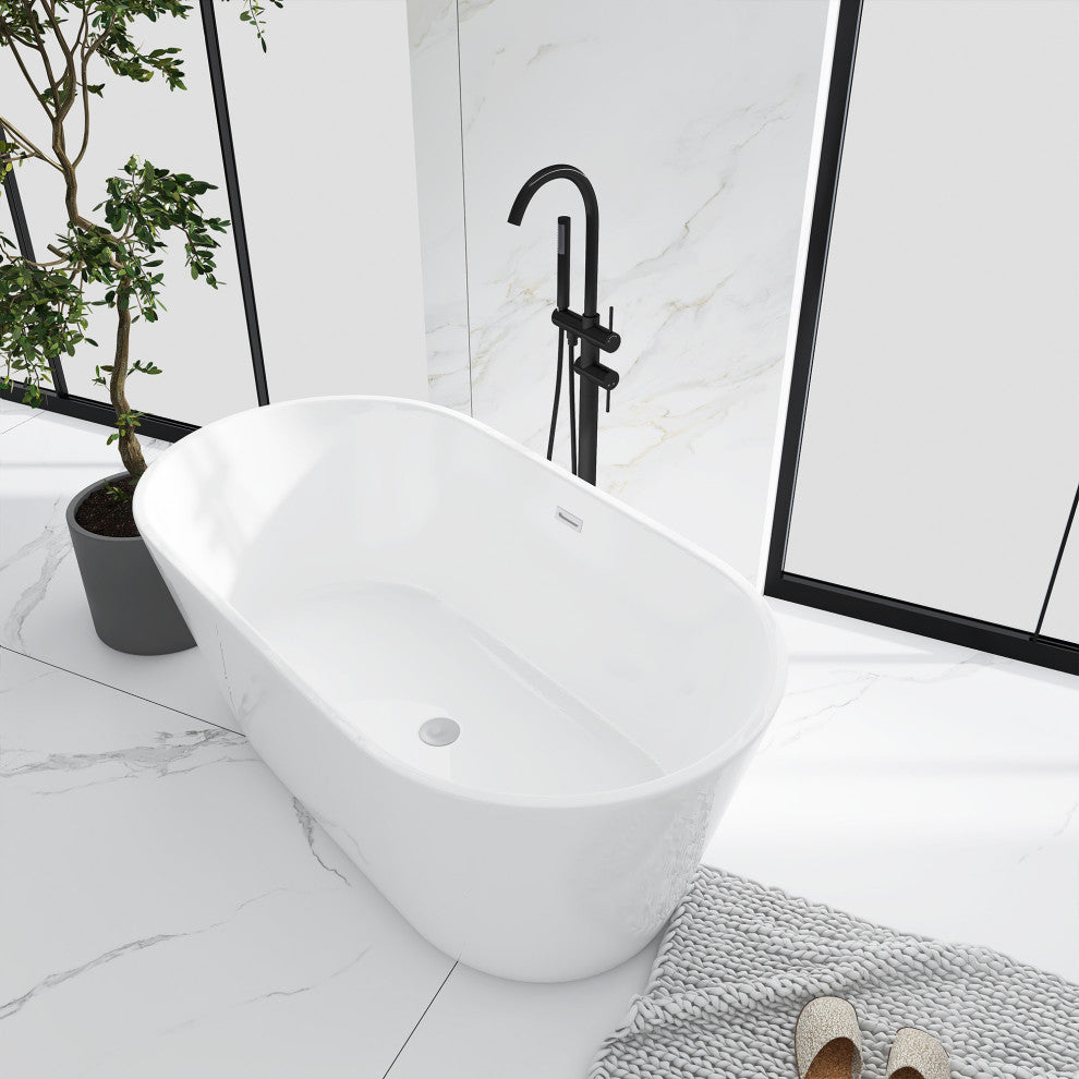 60"x31" Acrylic Alcove Freestanding Soaking Bathtub