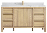 Elizabeth Oak 60" Single Sink Vanity, White 2" Calacatta Nuvo