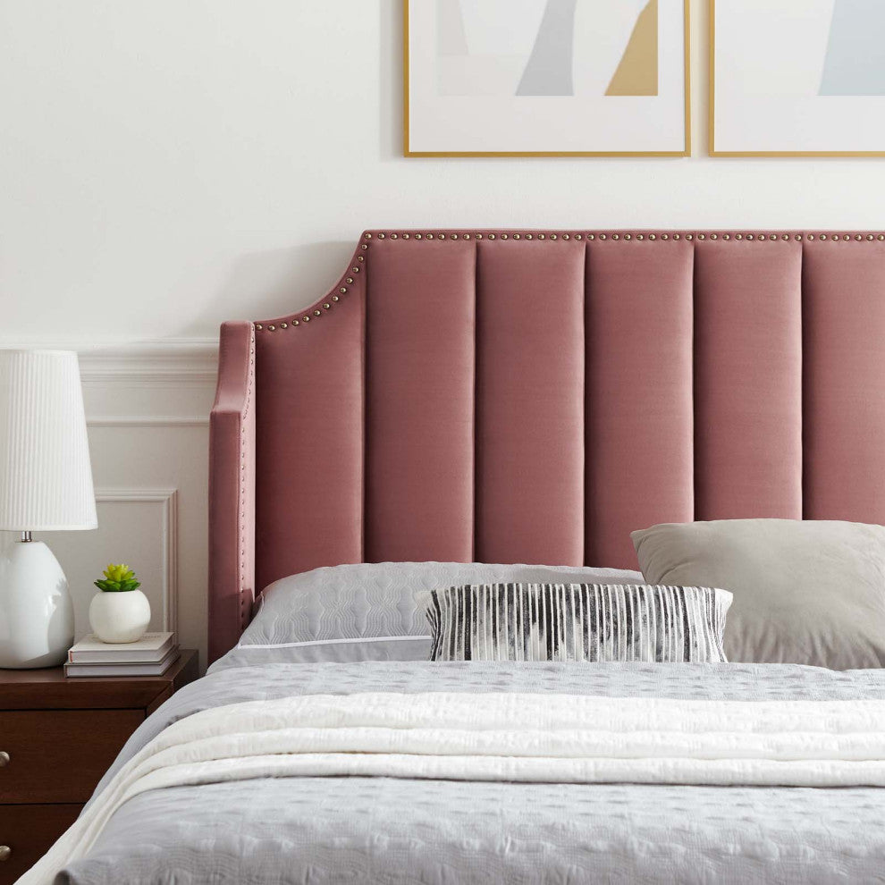 Daniella Performance Velvet Queen Platform Bed Dusty Rose