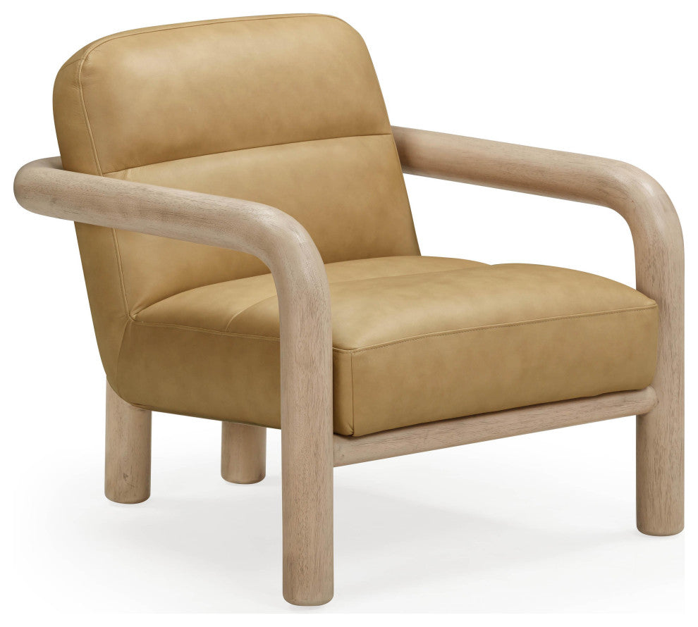 Bekah Tan Genuine Leather Accent Chair