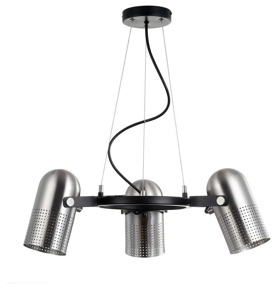 Loki 22" 3-Light Adjustable Metal LED Pendant, Brushed Nickel