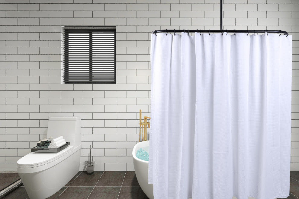Utopia Alley Aluminum Shower Curtain Rods 60" Large Size by 25", Matt Black