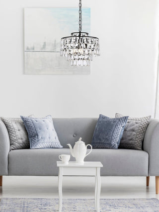 Elegant Lighting 1102D16 Mila 3 Light 16"W Crystal Pendant - Chrome