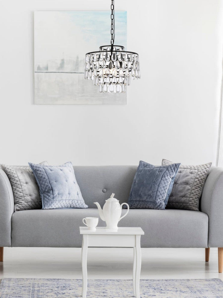 Elegant Lighting 1102D16 Mila 3 Light 16"W Crystal Pendant - Chrome