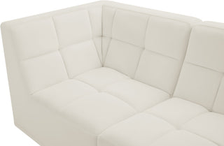 Relax Velvet Upholstered 4-Piece L-Shaped Modular Sectional, Cream