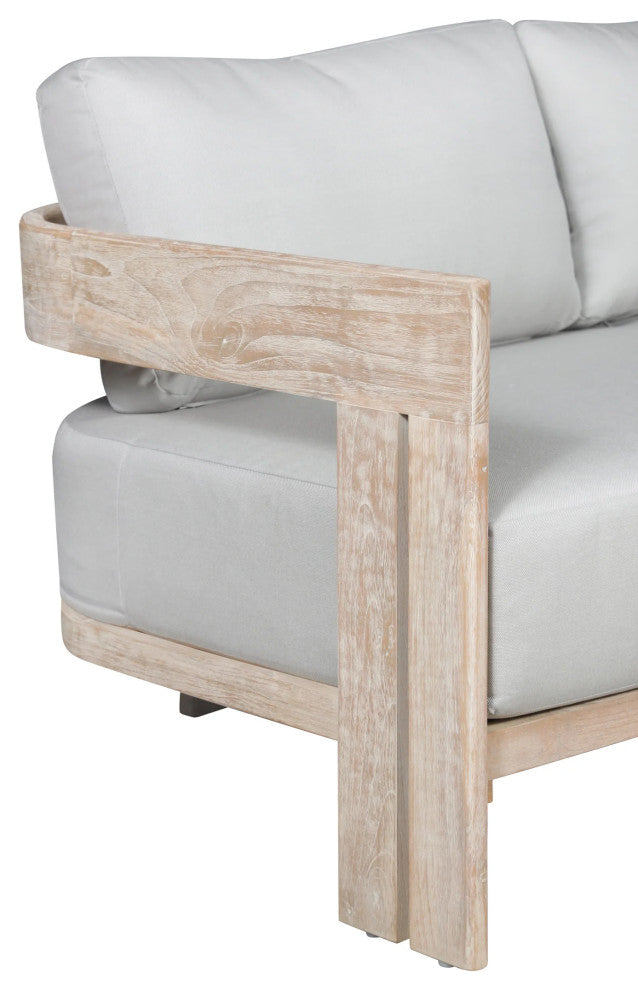 Paradiso Teak Wood Sofa Natural Look - Light Grey Fabric
