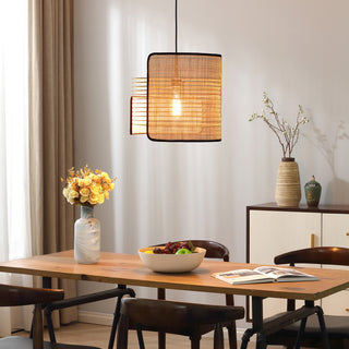 Vidalite Mazal, Boho Bamboo Wicker Single Pendant Light