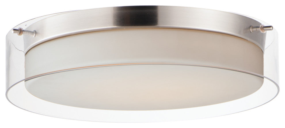 Maxim 12284CLSW Duo 16"W LED Flush Mount Drum Ceiling Fixture - Satin Nickel