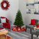5' Cambridge Fir Faux Xmas Tree W/Warm, Multifunction Lights & Bendable Branches