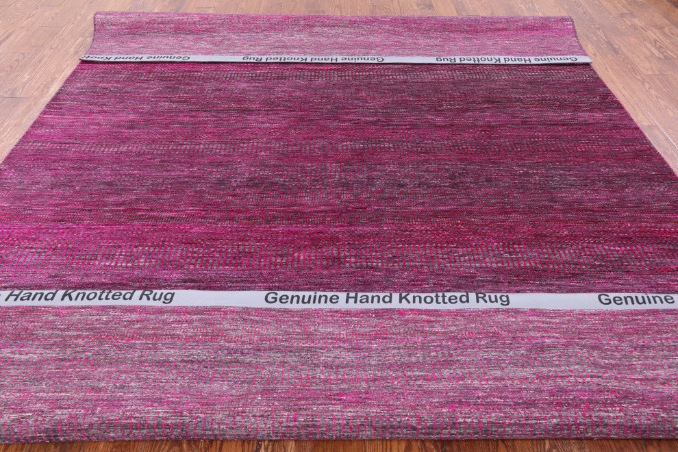 8' 2" X 10' 1" Wool and Silk Super Savannah Gabbeh Hand-Knotted Rug Q6109