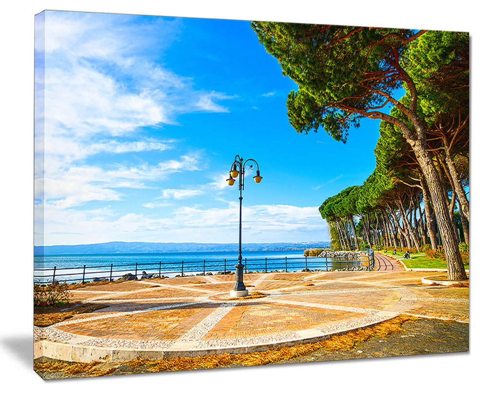"Esplanade And Pine Trees in Bolsena" Landscape Wall Art, 20"x12"