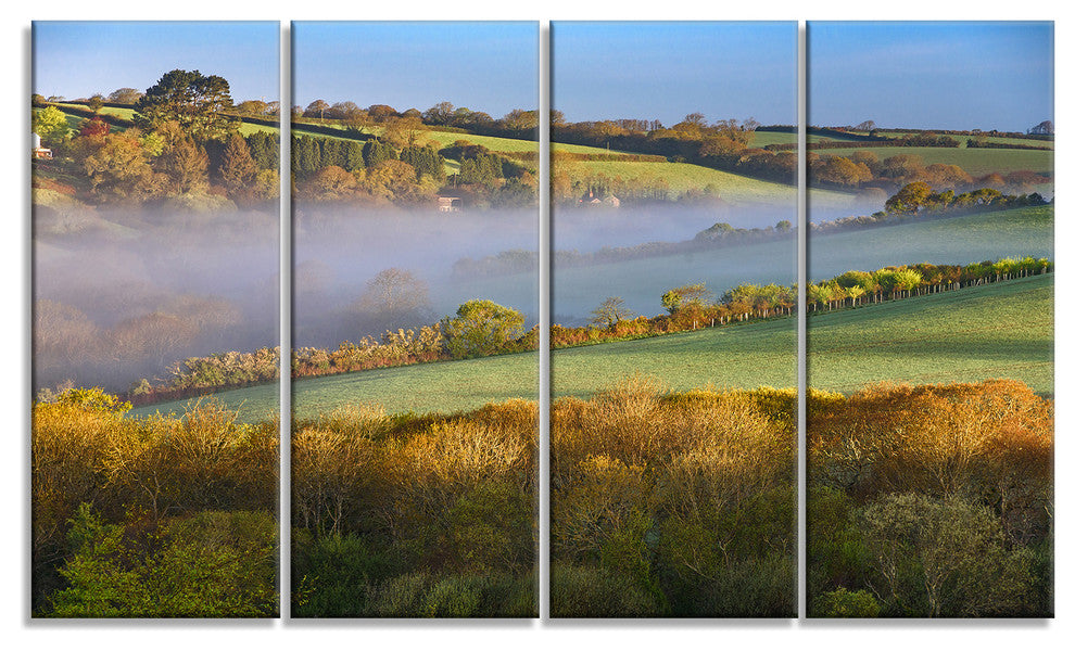 Cornwall South West England, Landscape Canvas Art Print, 48"x28", 4 Panels