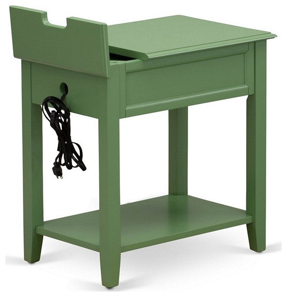 Bedroom Nightstand, 1 Wooden Drawer, Clover Green Finish