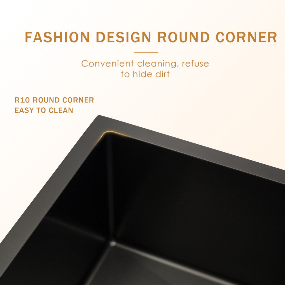 Gunmetal Black 27" Farmhouse Apron Single Bowl Stainless Steel Kitchen Sink