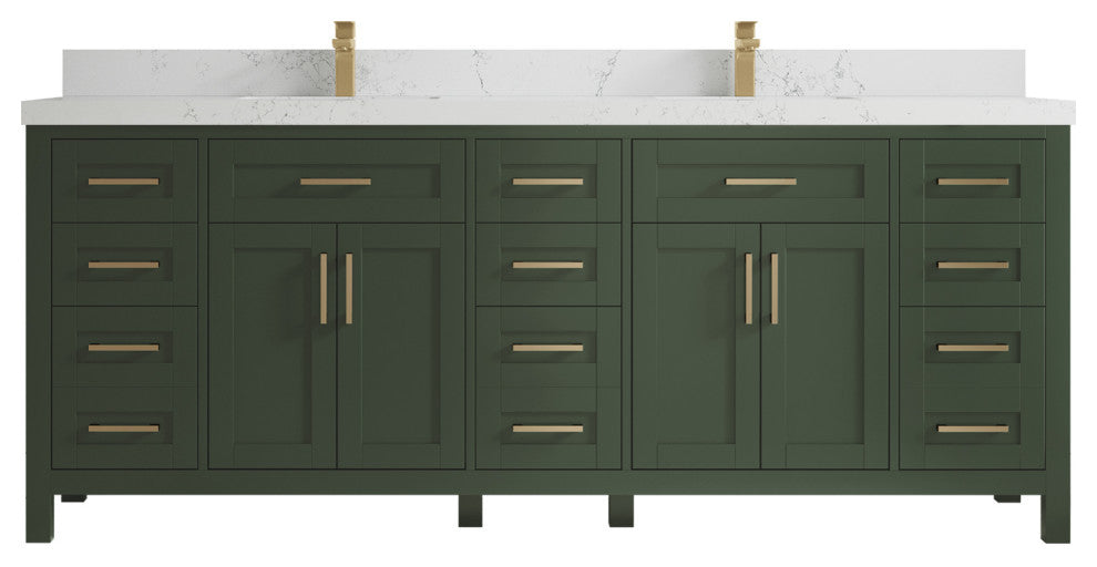 Cambridge 84 Double Sink Bath Vanity in Pewter Green 2" Empira Quartz