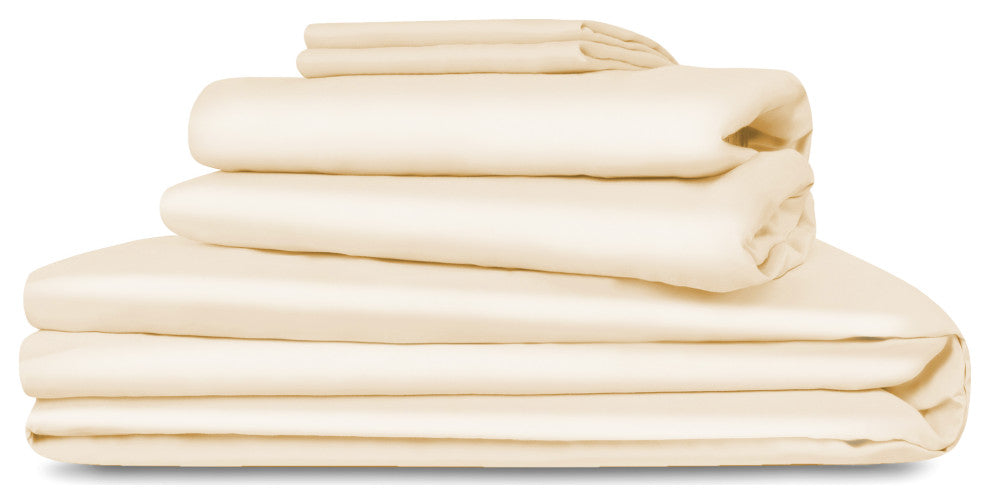 Delara 100% Eucalyptus Lyocell Tencel Bedding Sheet Bundle, Fog, Full, 90"x105"