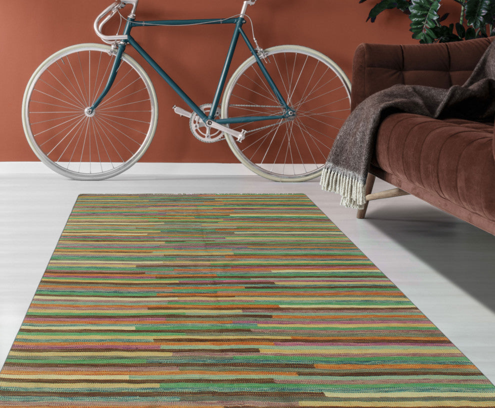 Winchester Kilim Anwaar Charcoal/Beige Rug, 4'10x6'6