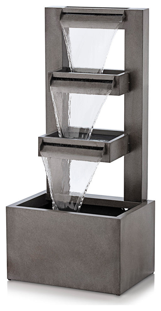 Alpine Metal Tiered Waterfall Fountain, 42" Tall