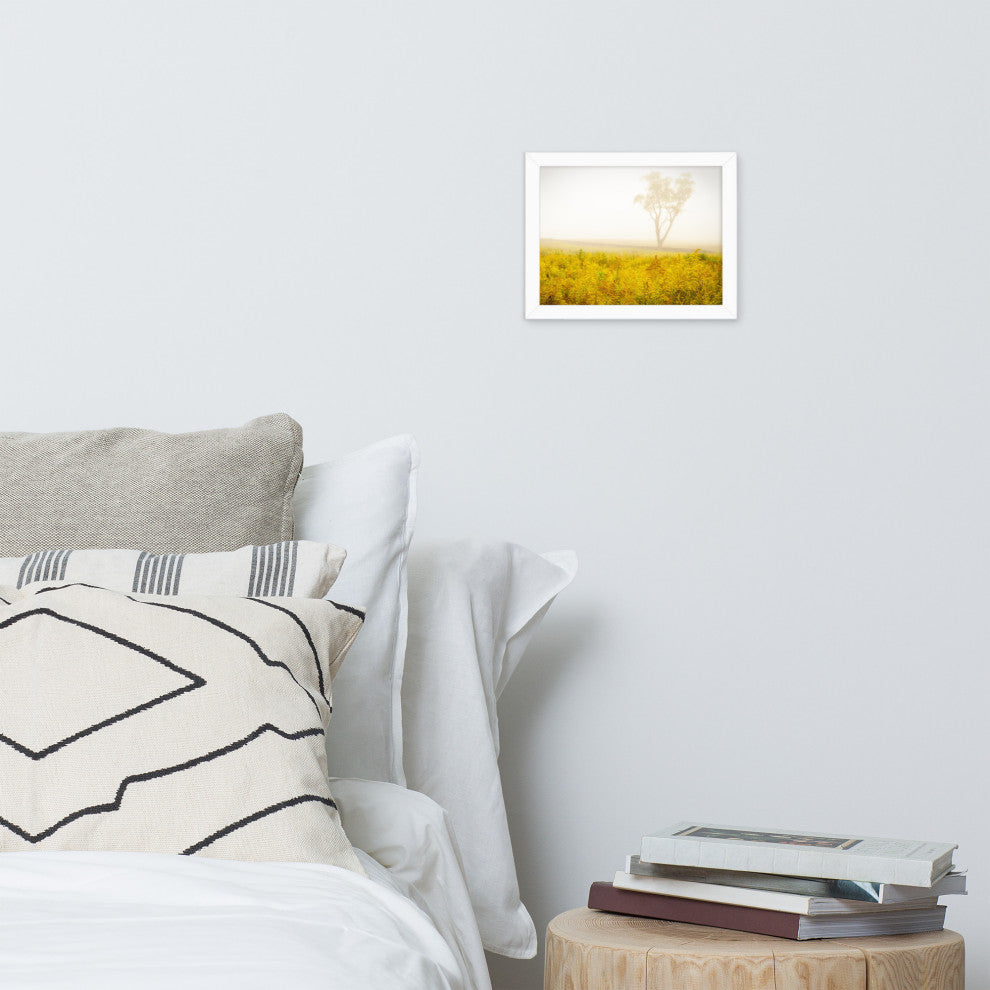 Dreams of Goldenrod and Fog Landscape Framed Photo Paper Wall Art Prints, White, 8" X 10"