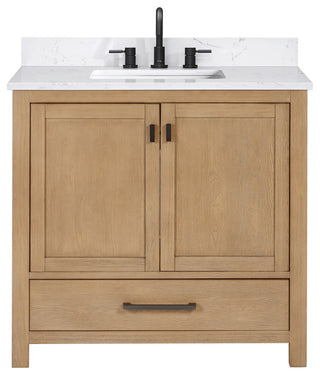Modero Vanity Combo With Cala White Top, Brushed Oak, 36", Single Sink