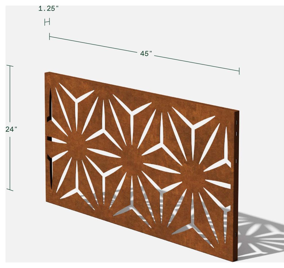 Alta Corten Steel Decorative Screen Panel, Star