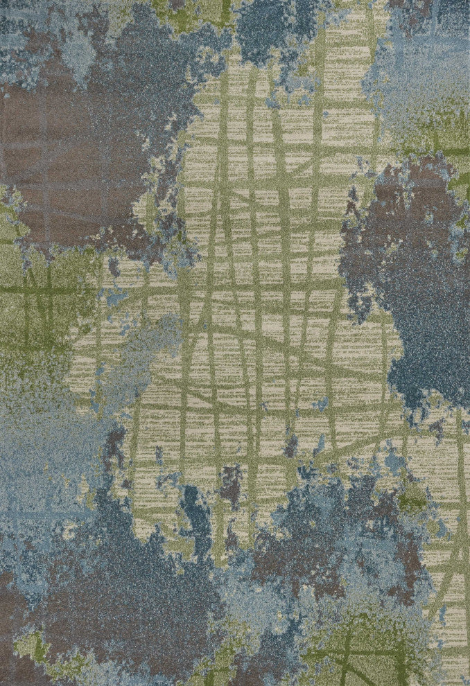 HomeRoots 8'x11' Green Blue Machine Woven Abstract Indoor Area Rug