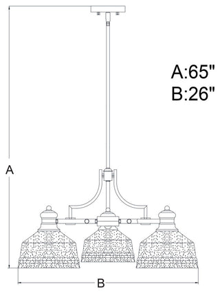Vaxcel Lighting H0220 Beloit 3 Light 26"W Chandelier - Satin Nickel