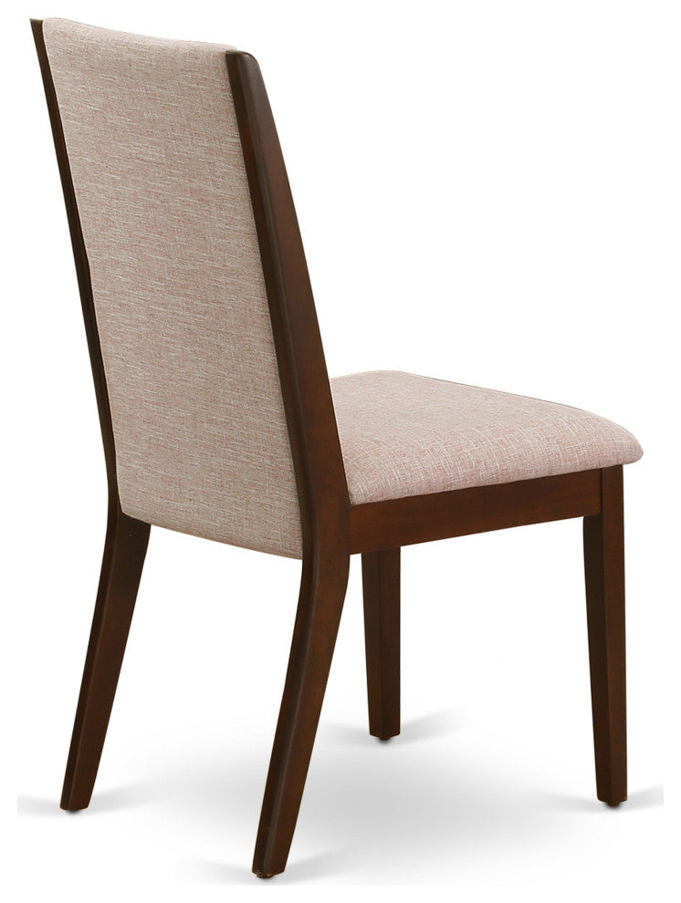 3 Pc Dining Set, Mahogany Breakfast Table, 2 Light Tan and Chairs, High Back