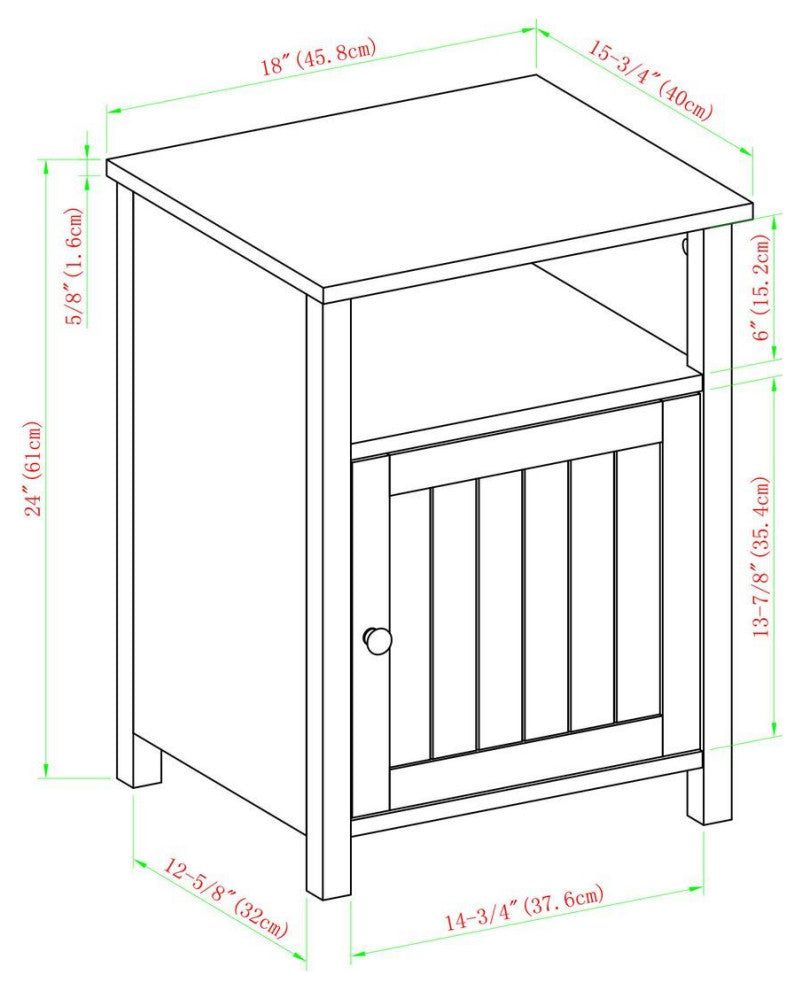 Walker Edison 18" Grooved Door Side Table, White Oak
