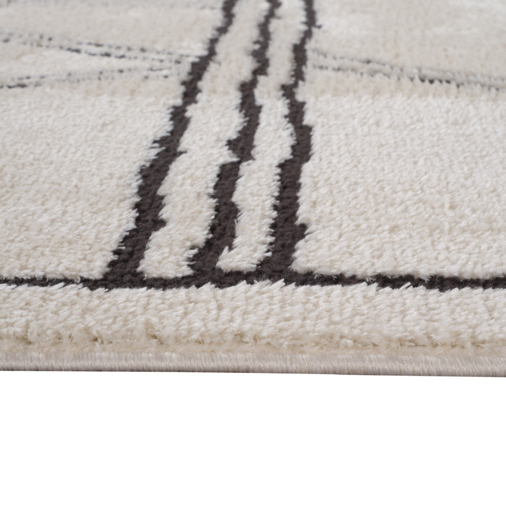 Monotone Moroccan White -1 Power-Loom Area Rug 5' x 7'6"