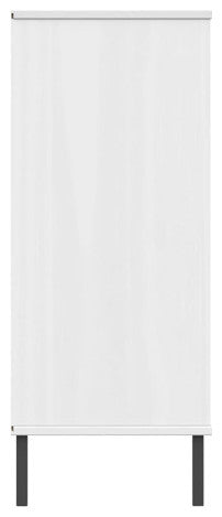 vidaXL Shoe Cabinet Shoe Cubby Shoe Rack with Metal Legs White Solid Pine Wood