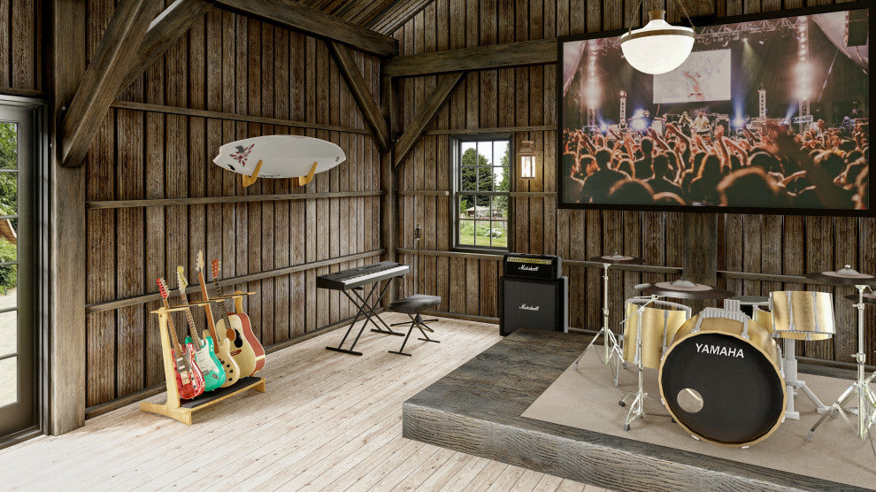 Indoor Vertical Freestanding SURFBOARD RACK | SNOWBOARD RACK | GUITAR RACK, Birch, 4 Boards/Guitars