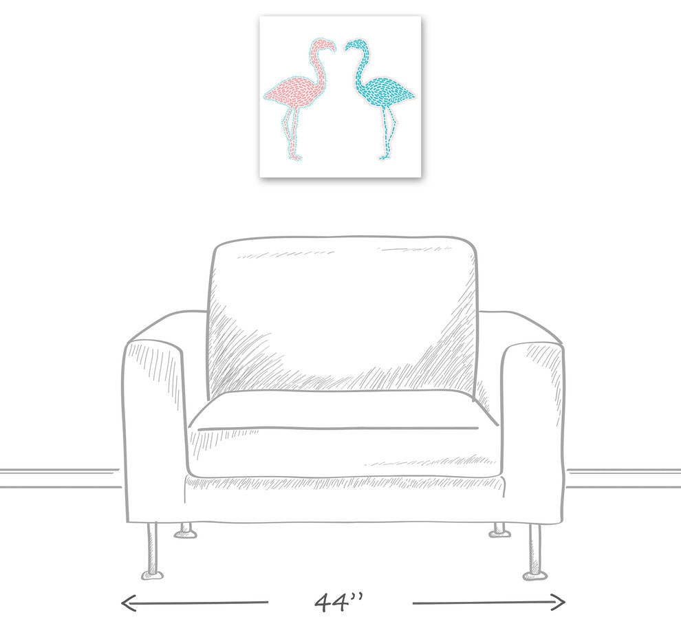 Pink and Blue Flamingos 16x16 Canvas Wall Art
