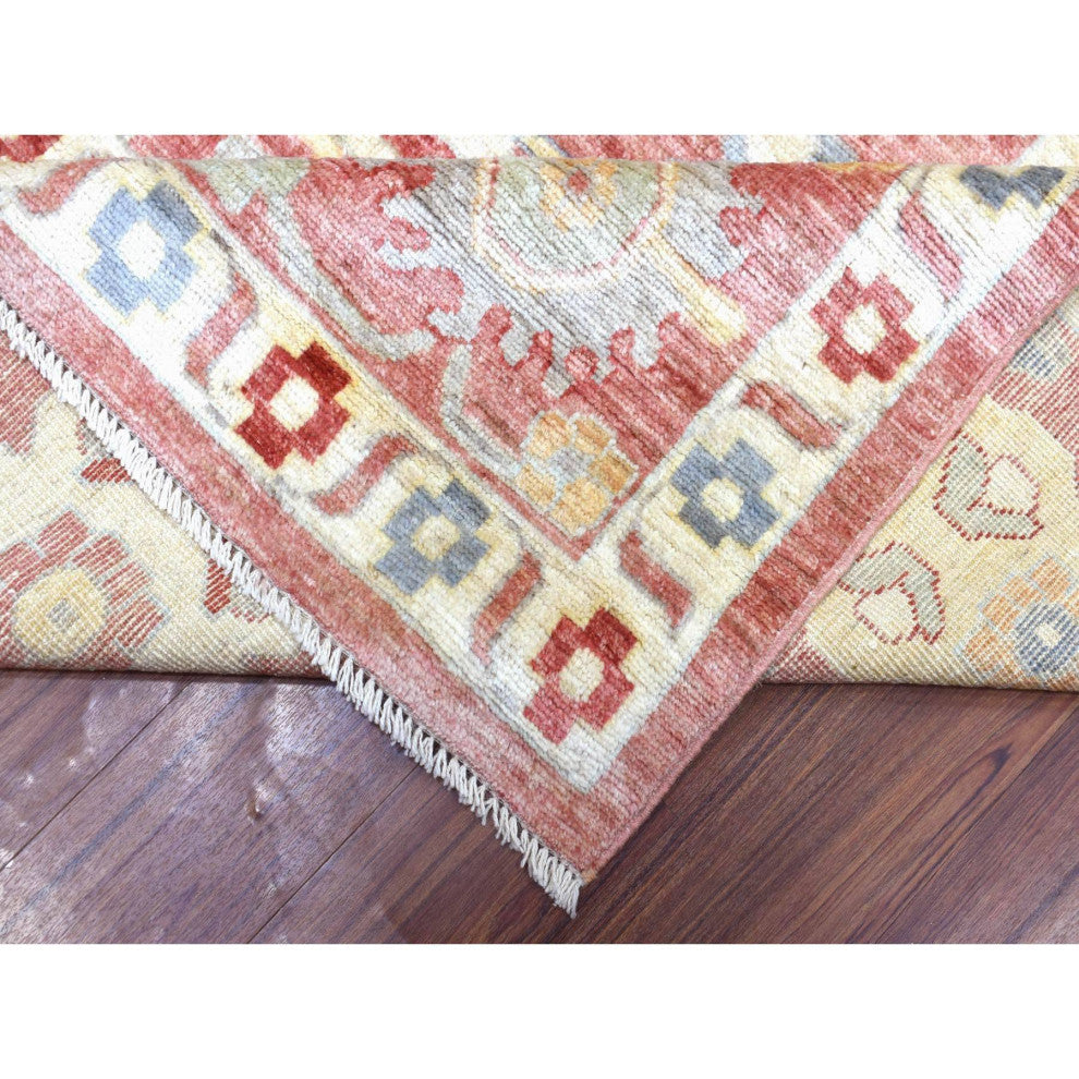 Coral Red, Angora Ushak Soft Wool, Hand Knotted Oversized Rug, 11'7" x 14'6"