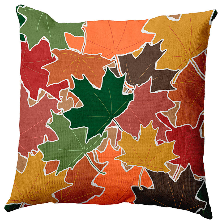 Leaf Pile Accent Pillow, Forest Green, 16"x16"