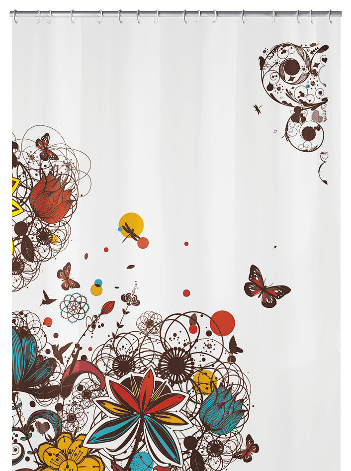 PVC Free Shower Curtain, Crazy Flower