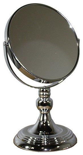 Vintage Pedestal Chrome 5X Magnification Vanity Mirror