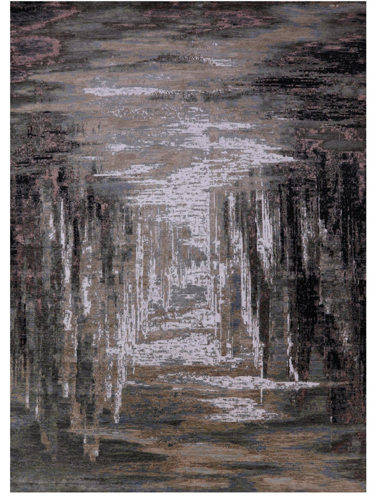 10' 0" X 14' 0" Modern Wool and Silk Handmade Rug Q7205