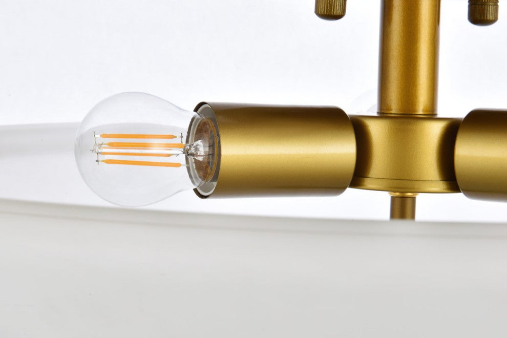 Jamie 3-Light Brass and White Glass Flush Mount