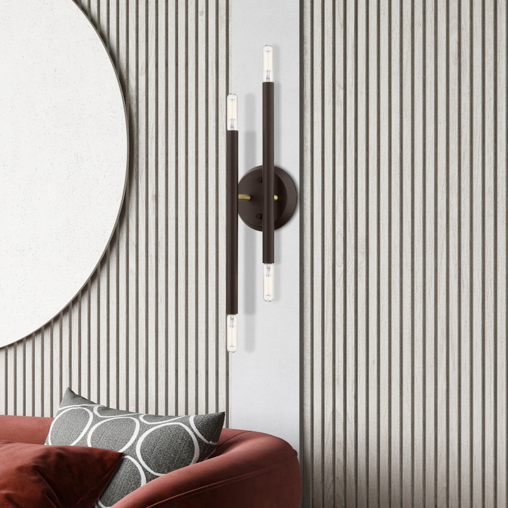 Soho 4 Light Bronze With Antique Brass Accents ADA Sconce