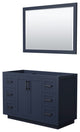 48" Single Bathroom Vanity, Dark Blue, No Countertop, Black Trim, 46" Mirror