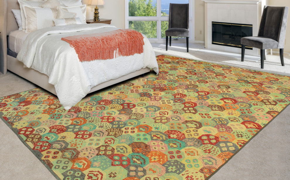 Balochi Yeran Gold/Rust Rug, 9'8x13'7