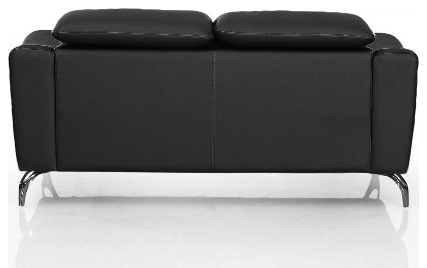 Urban 65" Black Leather Adjustable Headrest Loveseat