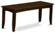 Parfait Dining Bench With Wood Seat, Cappuccino Finish