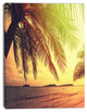 Tropical Beach with Green Palm, Large Seashore Canvas Print, 12"x20"
