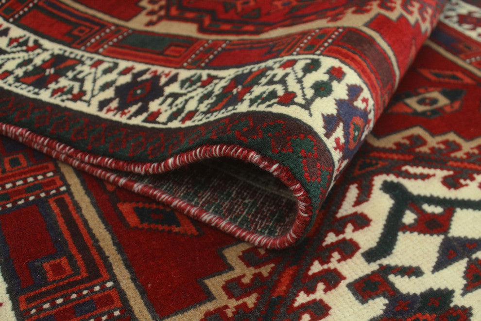 Fine Vintage Distressed Cadi Red/Ivory Runner, 3'2x10'10
